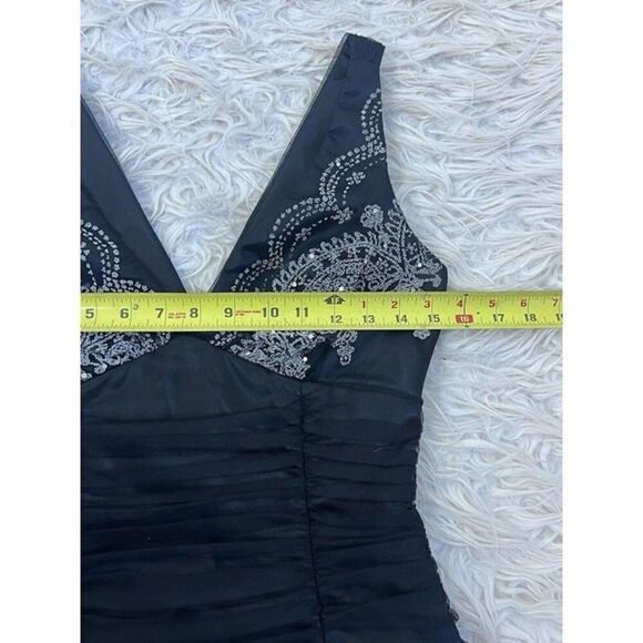 Scott McClintock Vintage Black Beaded Sleeveless Fit & Flare Cocktail Dress Sz 6 - Picture 3 of 12